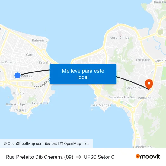 Rua Prefeito Dib Cherem,  (09) to UFSC Setor C map