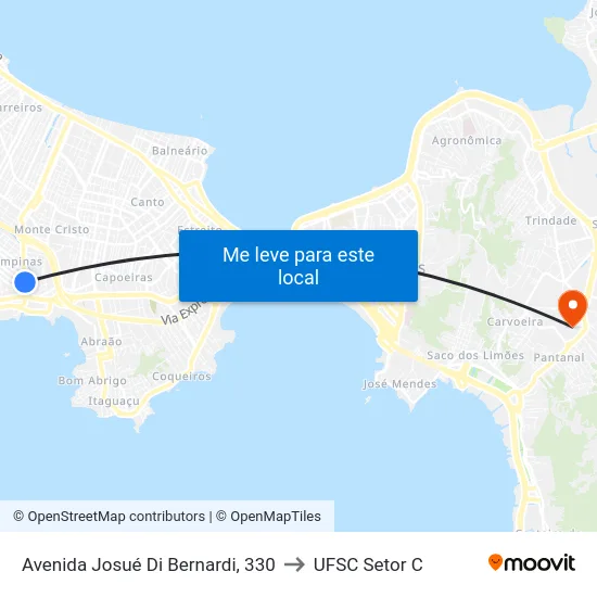 Avenida Josué Di Bernardi, 330 to UFSC Setor C map