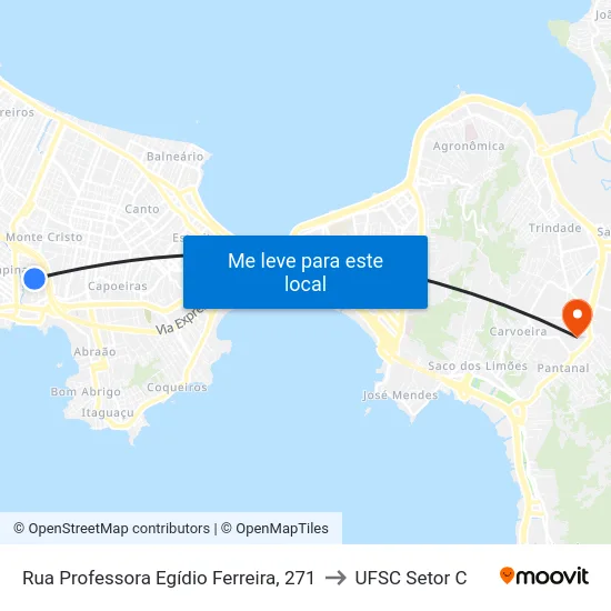 Rua Professora Egídio Ferreira, 271 to UFSC Setor C map