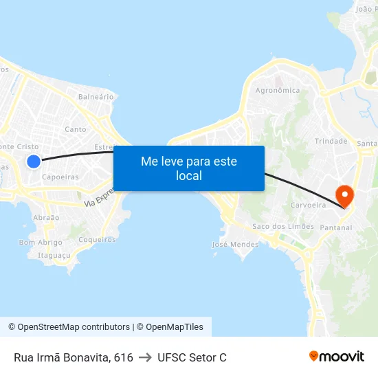 Rua Irmã Bonavita, 616 to UFSC Setor C map