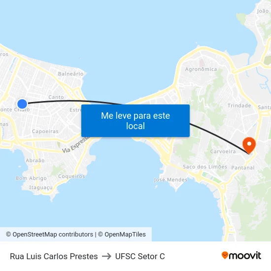 Rua Luis Carlos Prestes to UFSC Setor C map