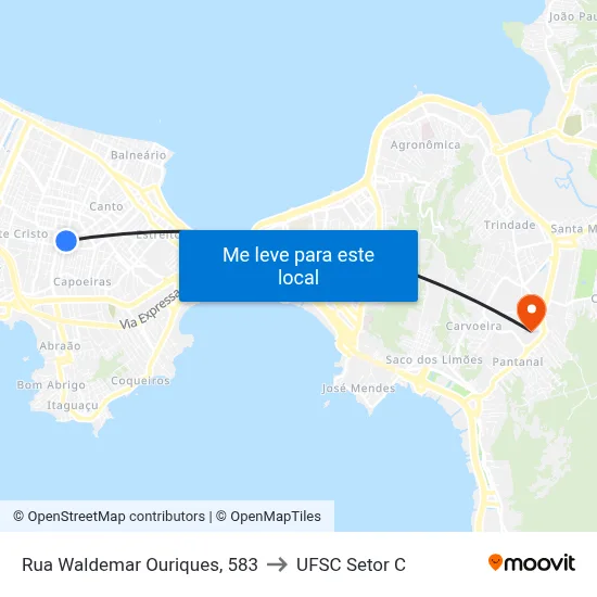 Rua Waldemar Ouriques, 583 to UFSC Setor C map