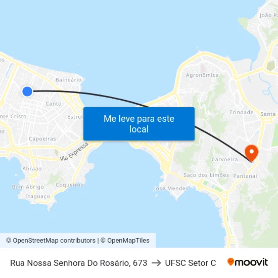 Rua Nossa Senhora Do Rosário, 673 to UFSC Setor C map