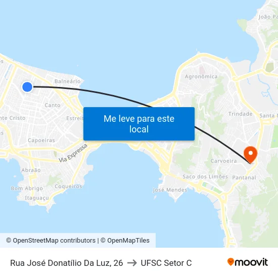 Rua José Donatílio Da Luz, 26 to UFSC Setor C map