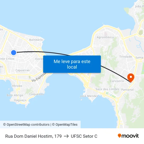 Rua Dom Daniel Hostim, 179 to UFSC Setor C map