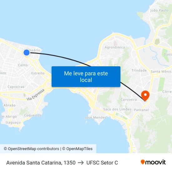Avenida Santa Catarina, 1350 to UFSC Setor C map