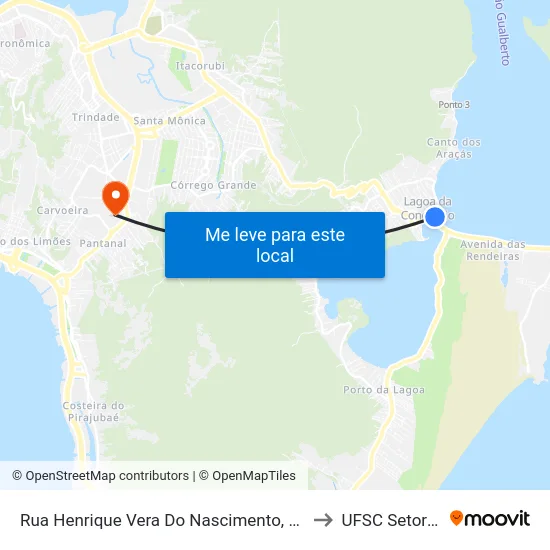 Rua Henrique Vera Do Nascimento, 82 to UFSC Setor C map