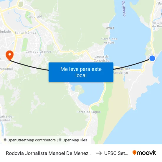 Rodovia Jornalista Manoel De Menezes, 1227 to UFSC Setor C map