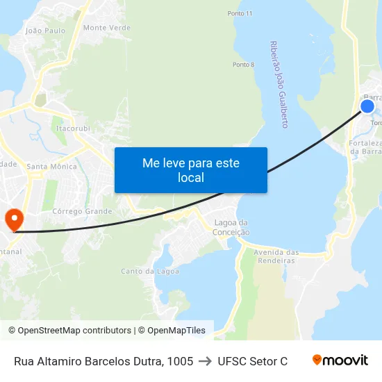 Rua Altamiro Barcelos Dutra, 1005 to UFSC Setor C map