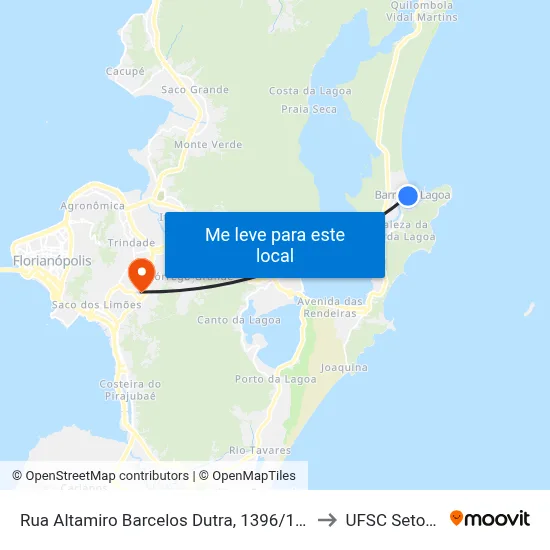 Rua Altamiro Barcelos Dutra, 1396/1429 to UFSC Setor C map