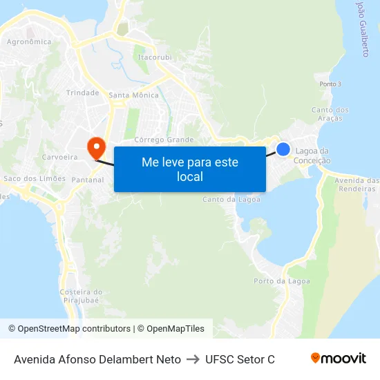 Avenida Afonso Delambert Neto to UFSC Setor C map