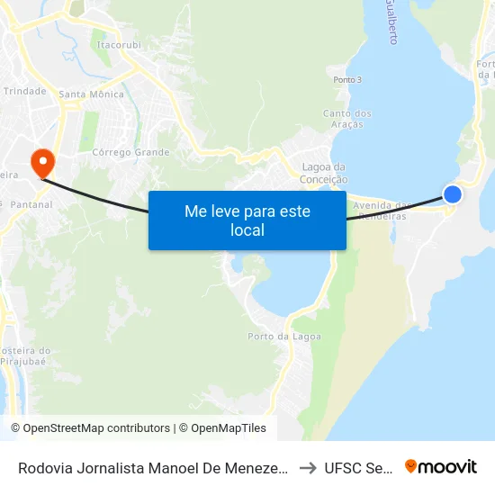 Rodovia Jornalista Manoel De Menezes, 414 / 443 to UFSC Setor C map
