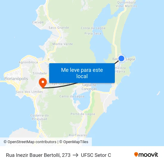 Rua Inezir Bauer Bertollí, 273 to UFSC Setor C map