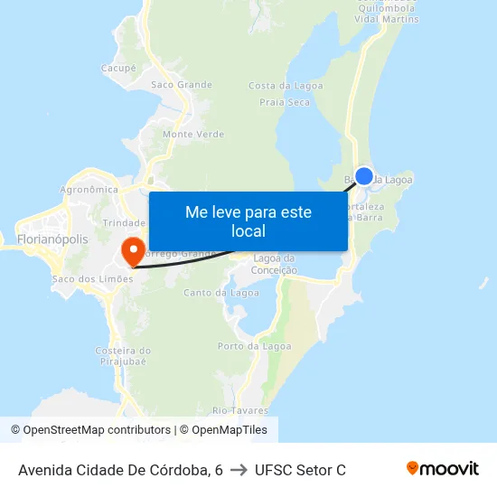 Avenida Cidade De Córdoba, 6 to UFSC Setor C map