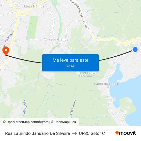 Rua Laurindo Januário Da Silveira to UFSC Setor C map