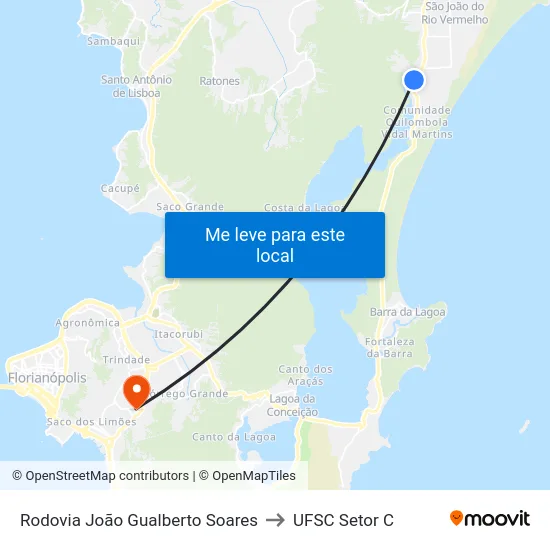 Rodovia João Gualberto Soares to UFSC Setor C map