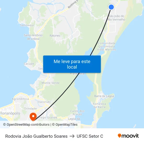 Rodovia João Gualberto Soares to UFSC Setor C map