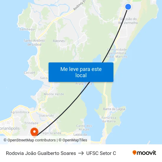 Rodovia João Gualberto Soares to UFSC Setor C map