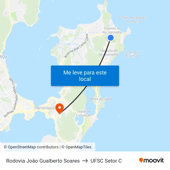 Rodovia João Gualberto Soares to UFSC Setor C map