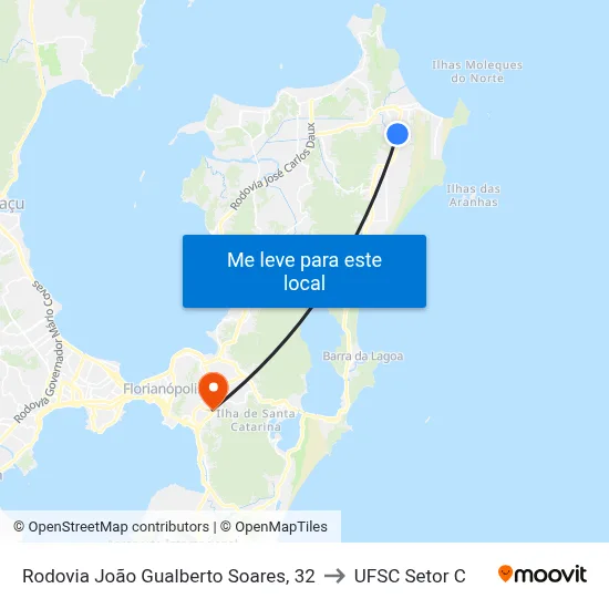 Rodovia João Gualberto Soares, 32 to UFSC Setor C map