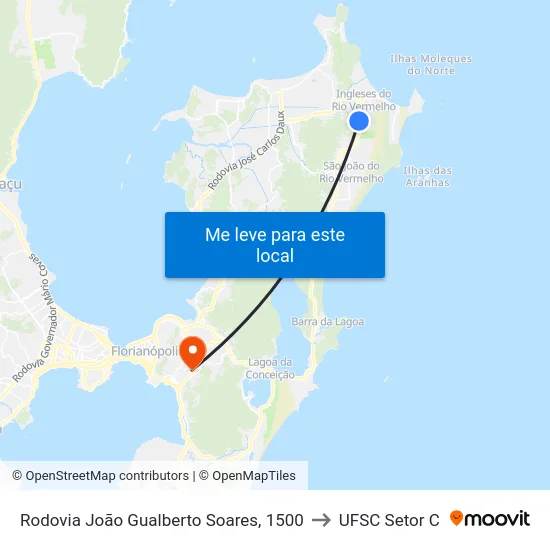 Rodovia João Gualberto Soares, 1500 to UFSC Setor C map