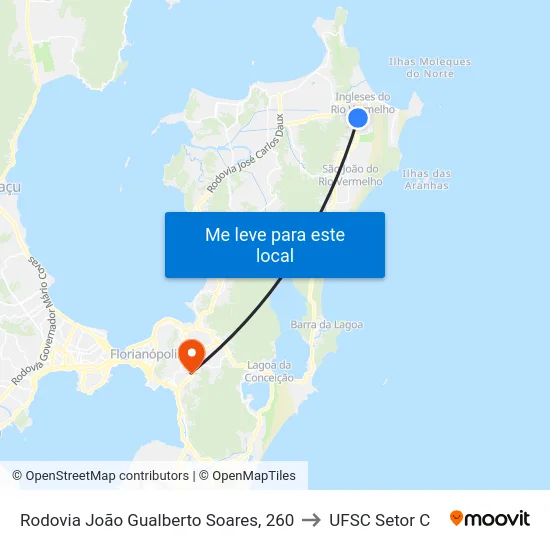 Rodovia João Gualberto Soares, 260 to UFSC Setor C map
