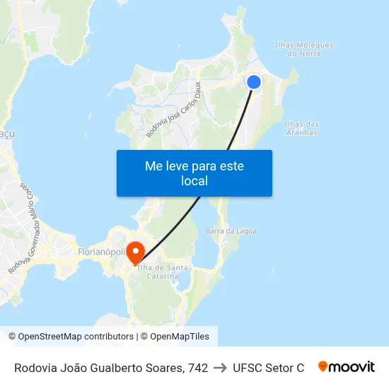 Rodovia João Gualberto Soares, 742 to UFSC Setor C map