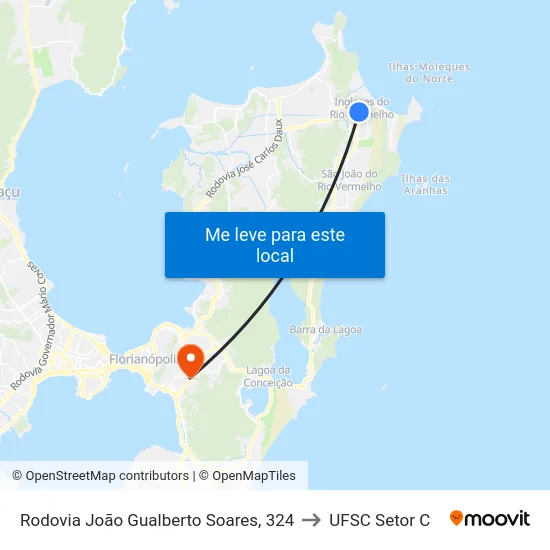 Rodovia João Gualberto Soares, 324 to UFSC Setor C map