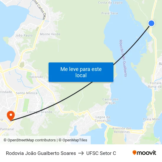 Rodovia João Gualberto Soares to UFSC Setor C map