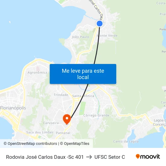 Rodovia José Carlos Daux -Sc 401 to UFSC Setor C map