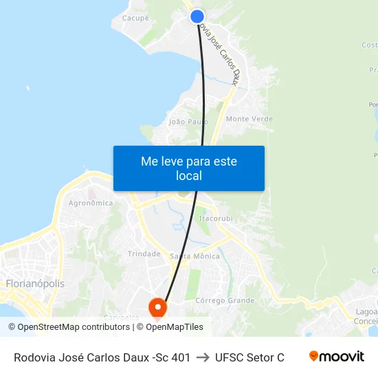 Rodovia José Carlos Daux -Sc 401 to UFSC Setor C map