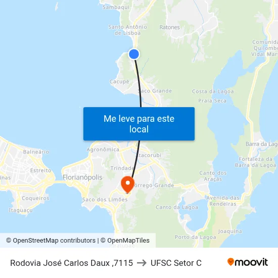 Rodovia José Carlos Daux ,7115 to UFSC Setor C map
