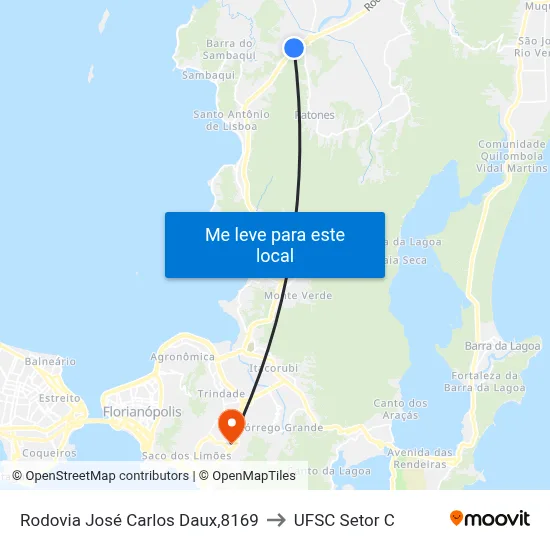 Rodovia José Carlos Daux,8169 to UFSC Setor C map