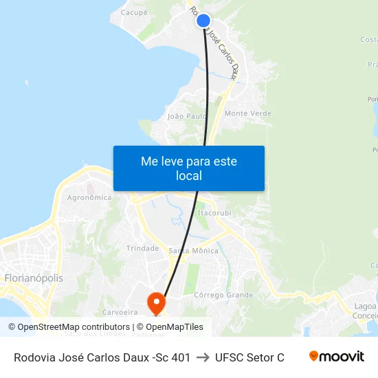 Rodovia José Carlos Daux -Sc 401 to UFSC Setor C map