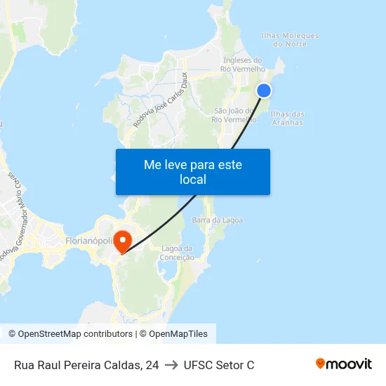 Rua Raul Pereira Caldas, 24 to UFSC Setor C map