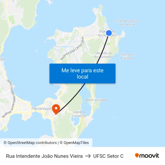 Rua Intendente João Nunes Vieira to UFSC Setor C map