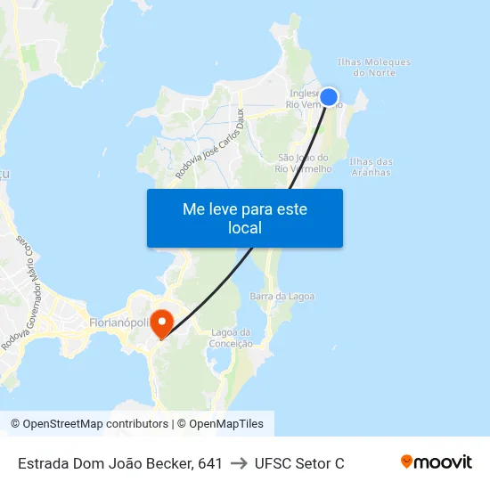 Estrada Dom João Becker, 641 to UFSC Setor C map