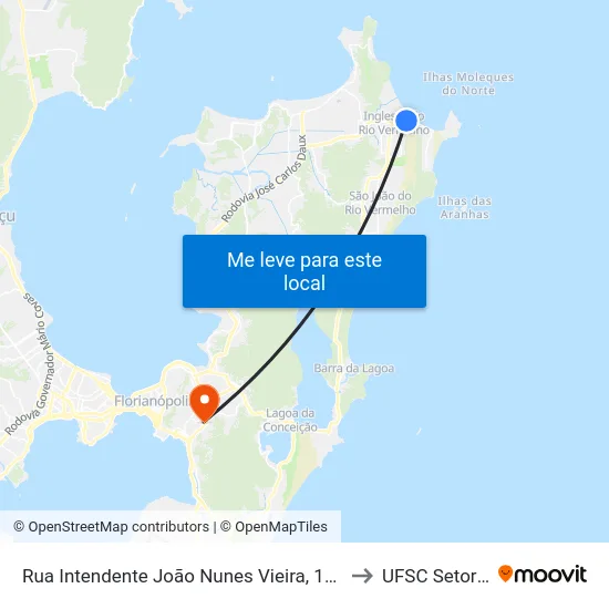 Rua Intendente João Nunes Vieira, 1683 to UFSC Setor C map