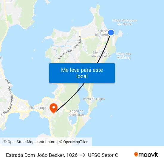 Estrada Dom João Becker, 1026 to UFSC Setor C map