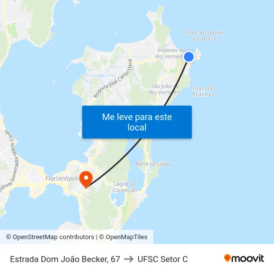 Estrada Dom João Becker, 67 to UFSC Setor C map