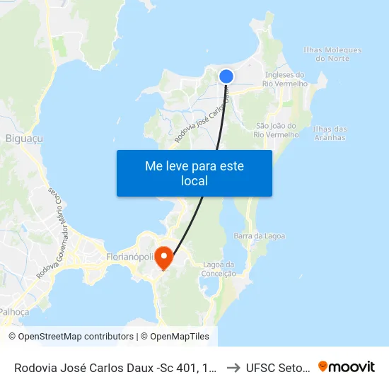 Rodovia José Carlos Daux -Sc 401, 19063 to UFSC Setor C map