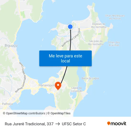 Rua Jurerê Tradicional, 337 to UFSC Setor C map