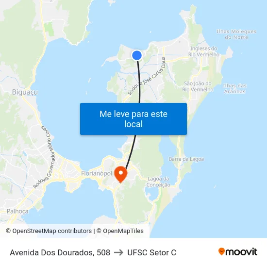Avenida Dos Dourados, 508 to UFSC Setor C map