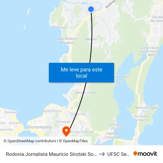 Rodovia Jornalista Maurício Sirotski Sobrinho, 1050 to UFSC Setor C map