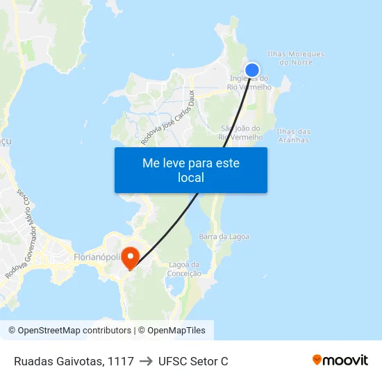 Ruadas Gaivotas, 1117 to UFSC Setor C map