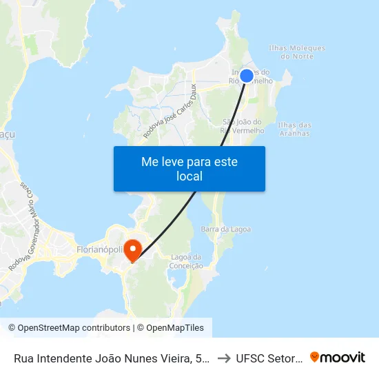 Rua Intendente João Nunes Vieira, 583 to UFSC Setor C map