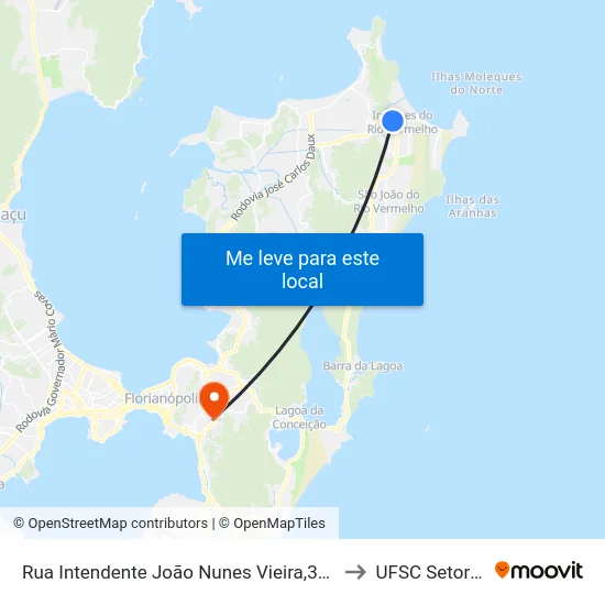 Rua Intendente João Nunes Vieira,359 to UFSC Setor C map