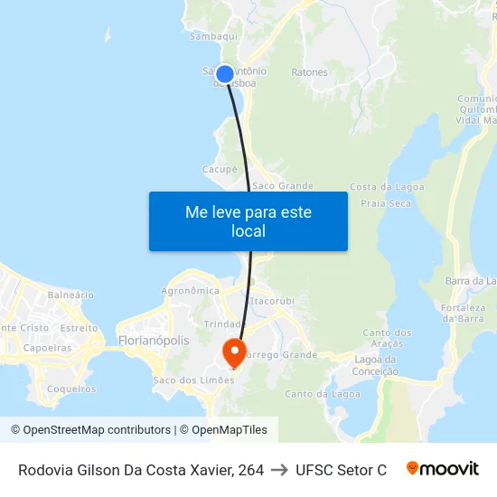 Rodovia Gilson Da Costa Xavier, 264 to UFSC Setor C map