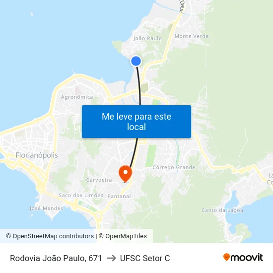 Rodovia João Paulo, 671 to UFSC Setor C map