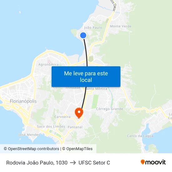 Rodovia João Paulo, 1030 to UFSC Setor C map